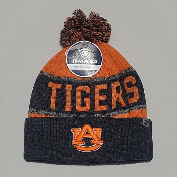 Top of the World Other - Auburn Tigers Top Of The World Cuffed Pom Winter Knit Beanie Hat Cap NEW!